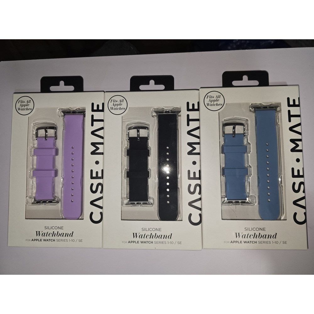 3 Case Mate Silicone Watchband Apple Watch Series 1-10 SE Purple Black Blue